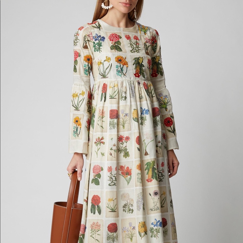 ISO agua bendita papaya embroidered maxi dress small